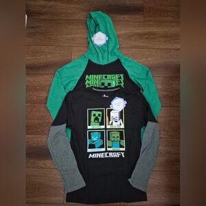 NEW (2) Mojang Minecraft Long Sleeve Tshirts Boys Sz 14/16